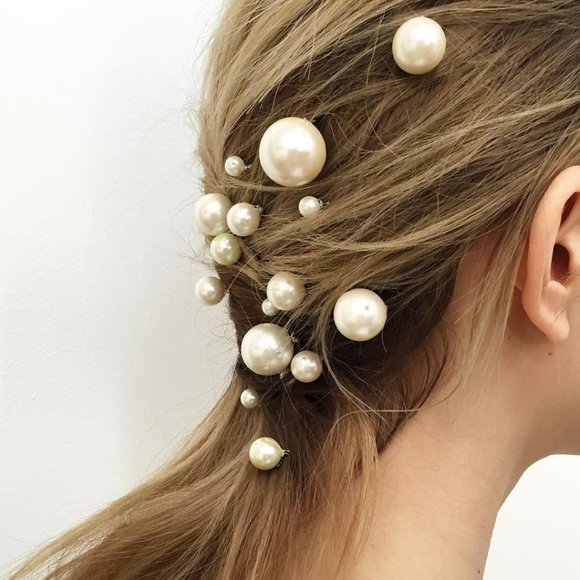 FAUX PEARL HAIR PINS BRIDAL WEDDING SET OF 40 - Picture 2 of 6